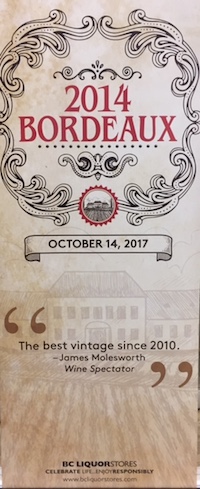 Bordeaux 2014 release, BC Liquor stores, Barb Philip